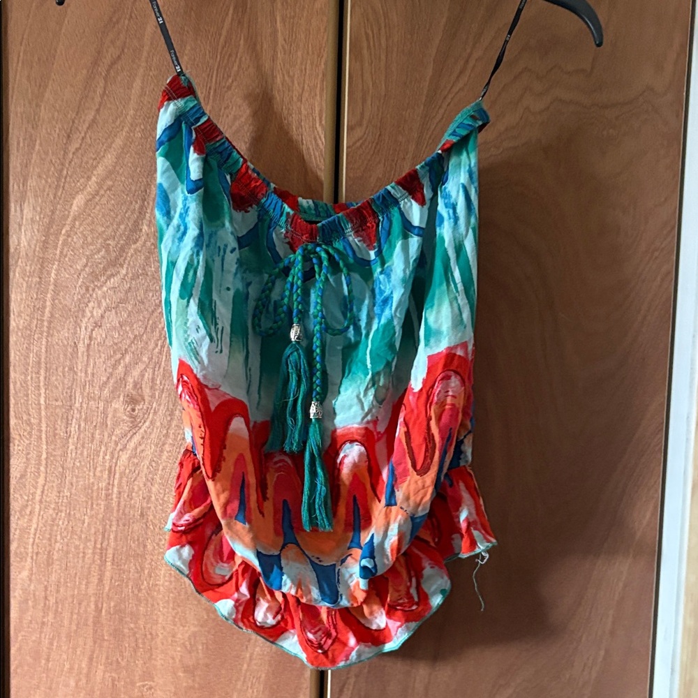 Vibrant Forever 21 Multicolor Sleeveless Top Size S Elastic waist